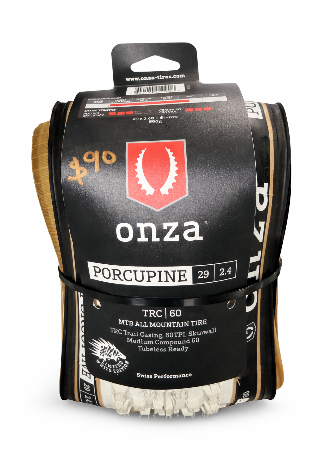 ONZA Porcupine 29 x 2.4 MTB Tire – TRC 60, Tubeless Ready, Skinwall