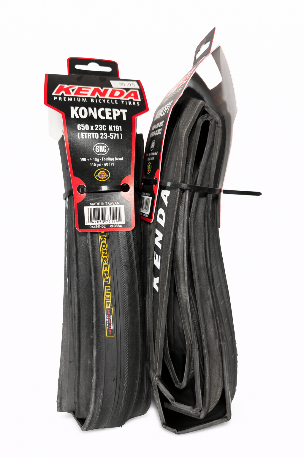 Kenda Koncept 650x23C Road Bike Tires (Pair) – K191 Folding Bead, 110 PSI, 60 TPI, ETRTO 23-571