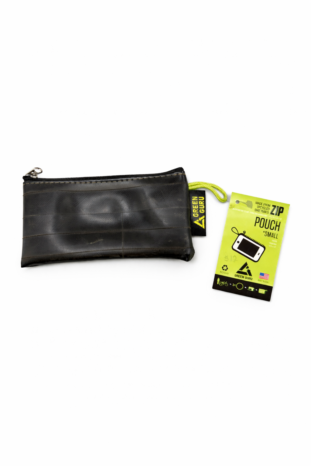 Green Guru Zip Pouch – Small | Upcycled Bike Tube